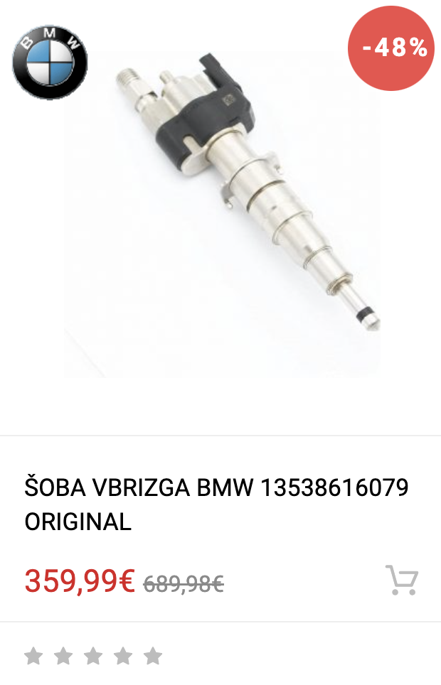 ŠOBA VBRIZGA BMW 13538616079 ORIGINAL
